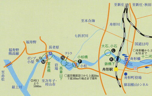 小国川釣りポイントマップ 富長地区の画像