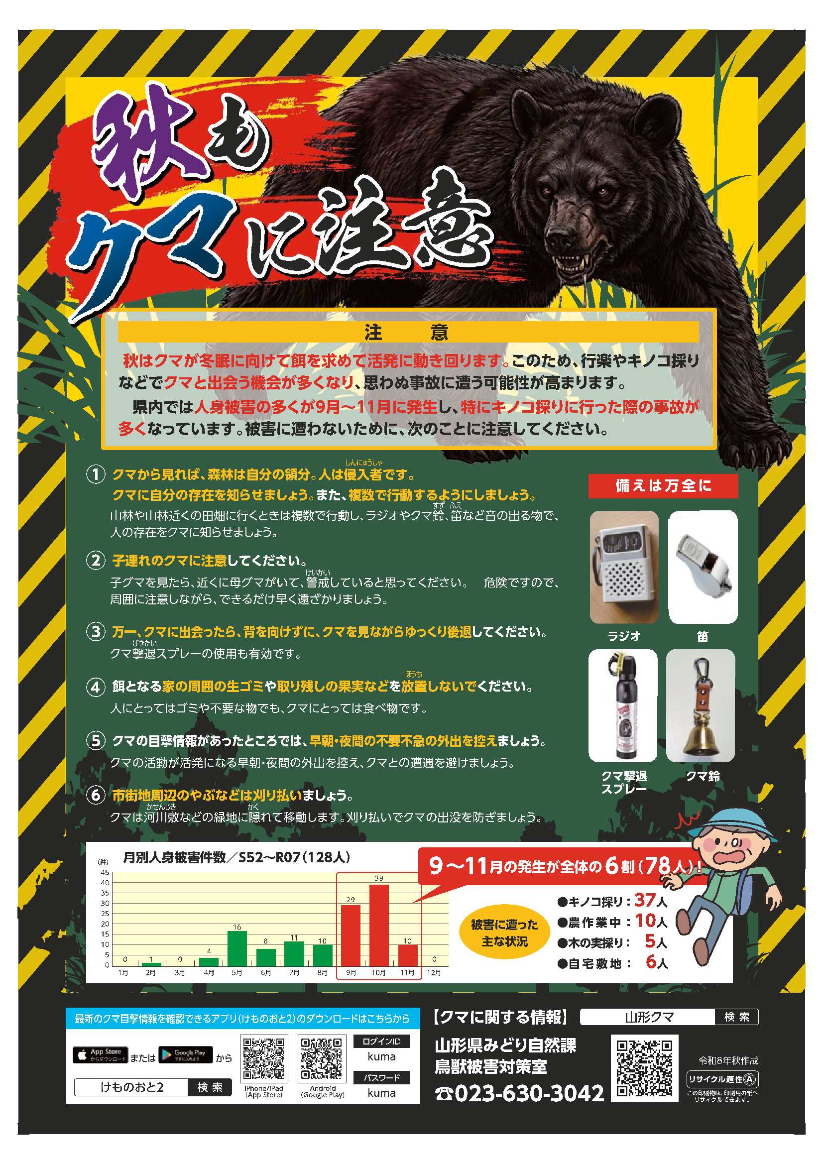 クマ出没にご注意ください！｜舟形町